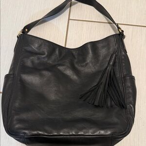 Cole Haan Black Leather Hobo Bag with Tassel